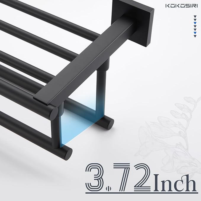 KOKOSIRI Bath Towel Rack with Double Towel Bars 16-Inch Bathroom Towel Shelves - Image 4