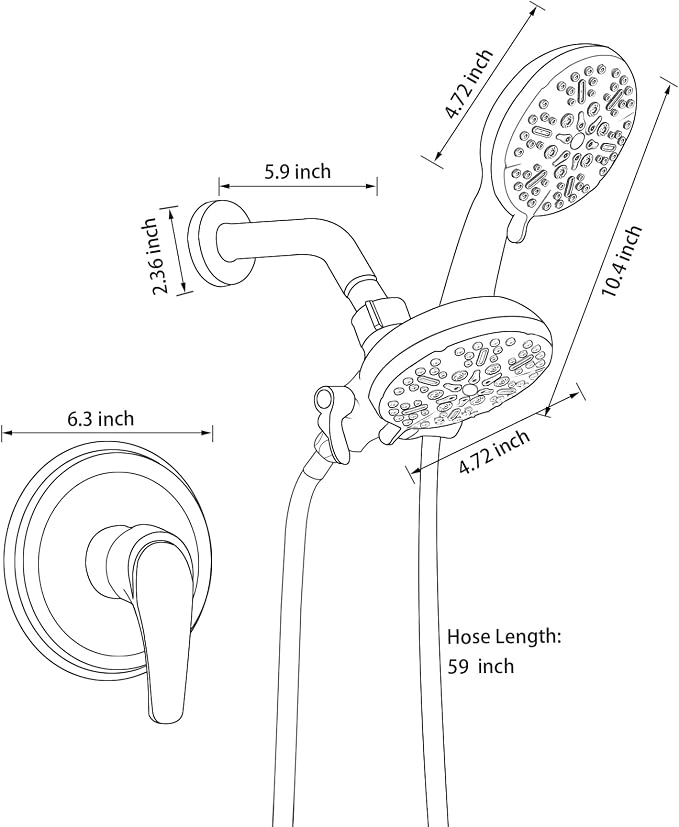 Dual Shower Faucet Set with Valve High Pressure Dual 2 in 1 Shower Combo Set - Image 8
