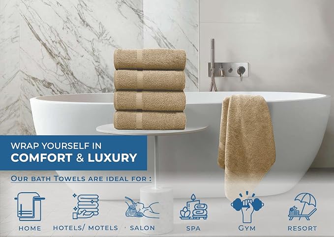 DAN RIVER Bath Towels Set of 4, 27 x 54 Inches, 100% Cotton, Larger & Lighter - Image 5