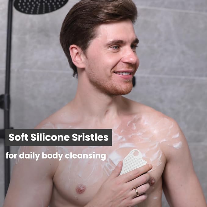 Silicone Body Scrubber Silver-Infused Dual-Sided 3-in-1 - Image 2