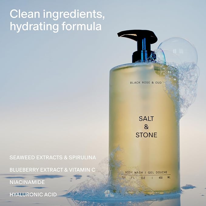 Salt & Stone Body Wash for Women & Men | Black Rose & Oud | Hydrating Gel - Image 2