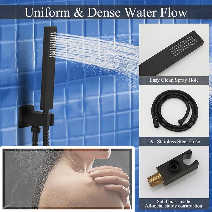 Shower Faucet Set Matte Black Shower System, Knob Switch Diverter Shower Faucet - Image 6