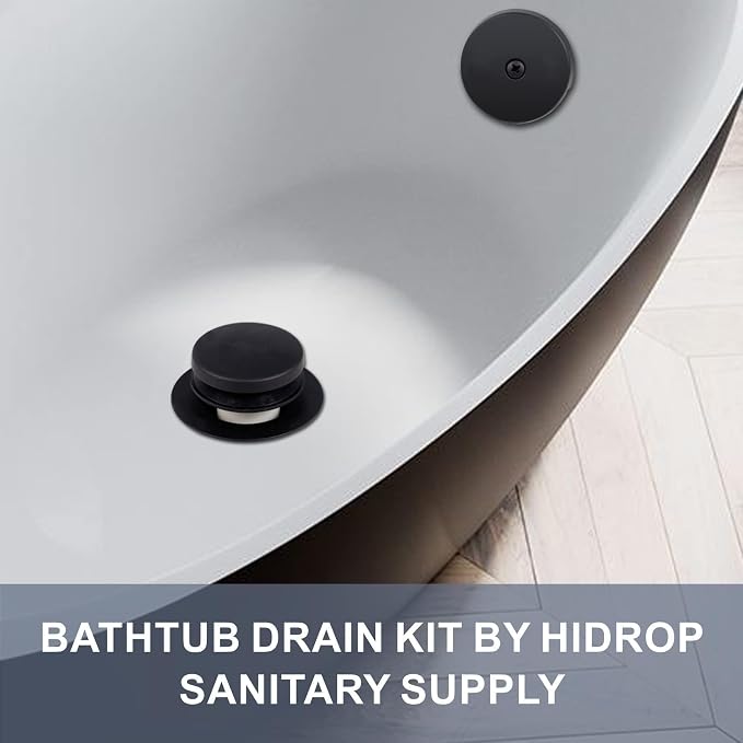 Black Tub Drain Tip-Toe Tub Trim Set Conversion Kit Assembly, Hidrop Bathtub - Image 2