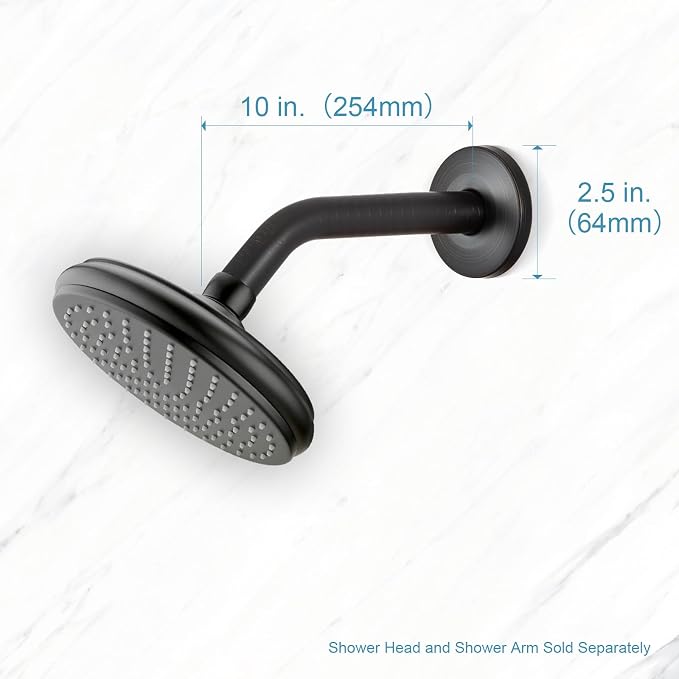 OFFO Shower Arm with Flange, 10 in Oil Rubbed Bronze Wall Mount Replacement - Image 5
