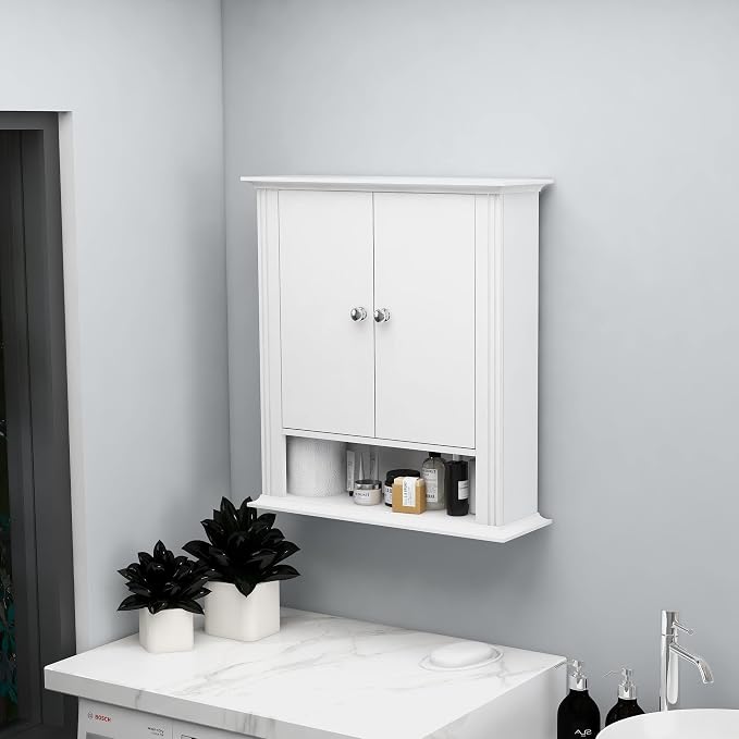 White Wall Cabinet, Over The Toilet Storage Cabinet, Bathroom Cabinet Wall Mount - Image 10