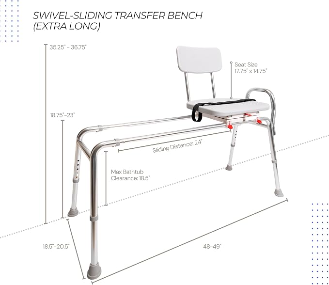 Eagle Health Supplies Sliding Shower Chair Tub Transfer Bench - Image 7