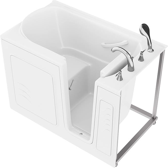 ANZZI Walk In Tub 53'' x 30'' Right Drain Oriented Tub in White, Easy Entry by ANZZI