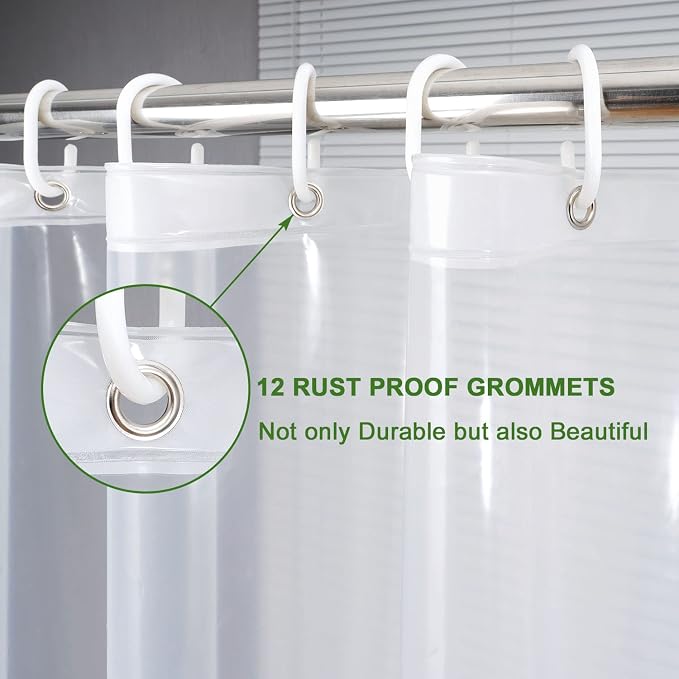 AooHome Eva Clear 48x72 Inches Shower Curtain Liner, See Through Clear 8G - Image 3