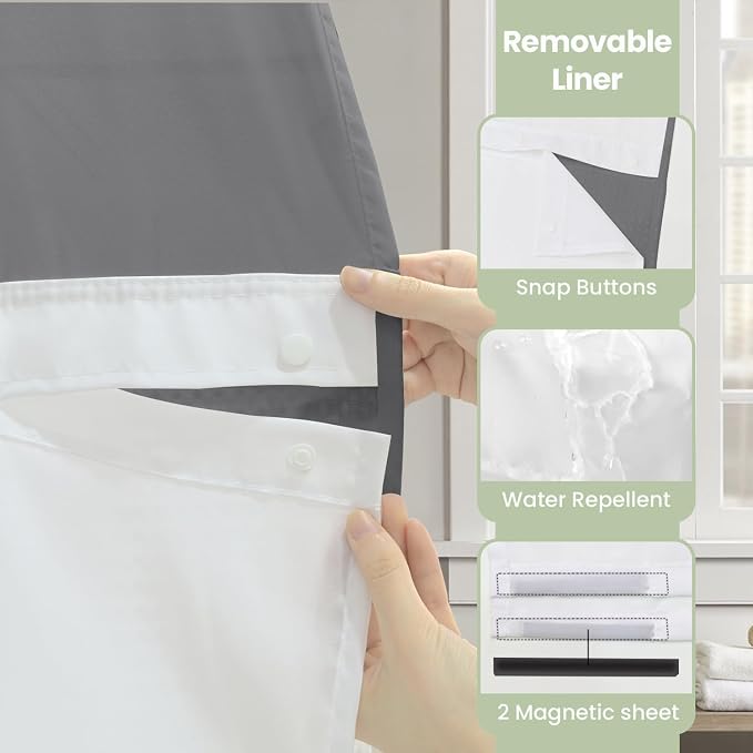 Inhousolu Stall No Hook Shower Curtain - Image 5