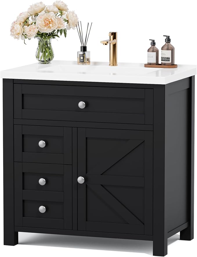YESHOMY Bathroom Vanity with 30" Sink, Modern Wood Pedestal Bathroom Spacious - Image 8