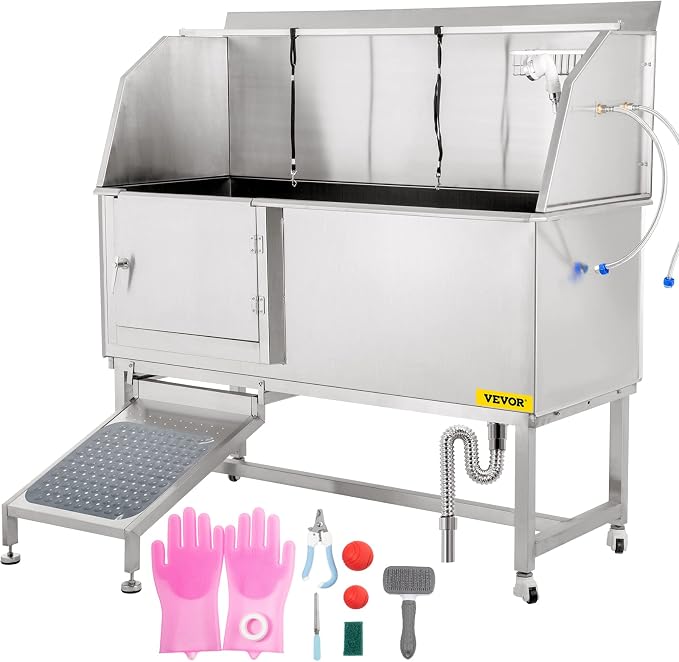 VEVOR Dog Grooming Tub, 304 Stainless Steel Pet Grooming Tub Rated 661LBS Load by VEVOR