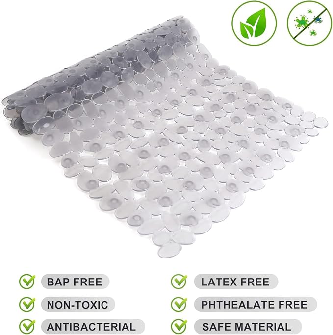 WELTRXE Non Slip Bathtub Mat 35 x 16 Inches Pebbles Shower Mats - Image 2