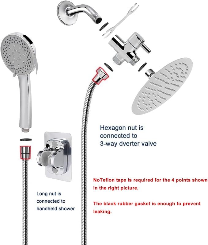 NearMoon Filtered Shower Head, High Pressure 8″Round Rain Shower and 5 settings - Image 6