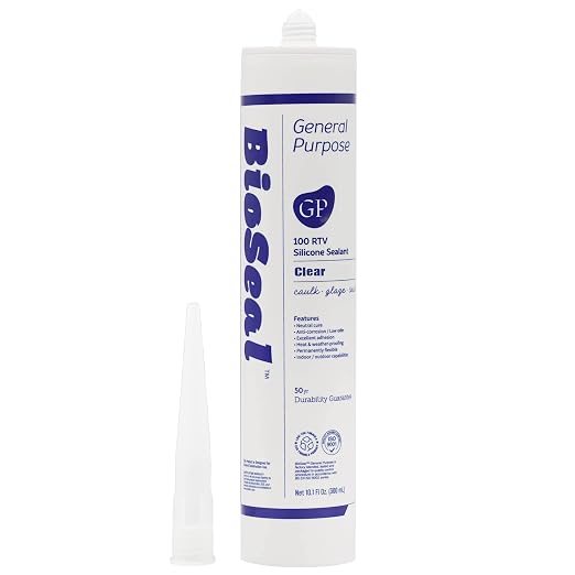 Clear BioSeal 100% Silicone Sealant Caulk General Purpose, Waterproof and Low by BladeDepot