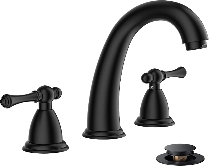FORIOUS Black Bathroom Sink Faucet 8 Inch, Widespread Bathroom Faucet 3 Hole by FORIOUS