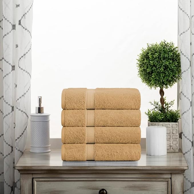Superior Egyptian Cotton Pile Hand Towel Set of 4, Ultra Soft Luxury Towels - Image 7