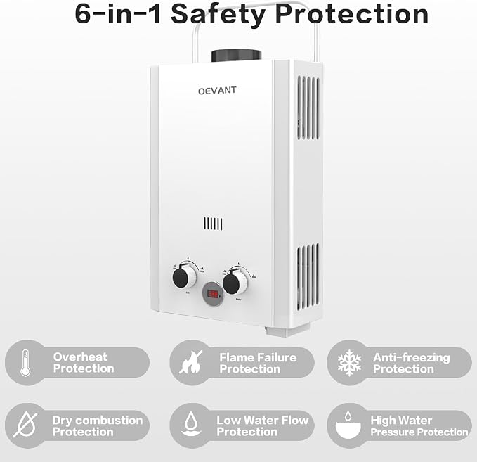 Propane Water Heater, 1.58GPM 6L Portable Tankless Water Heater - Image 6