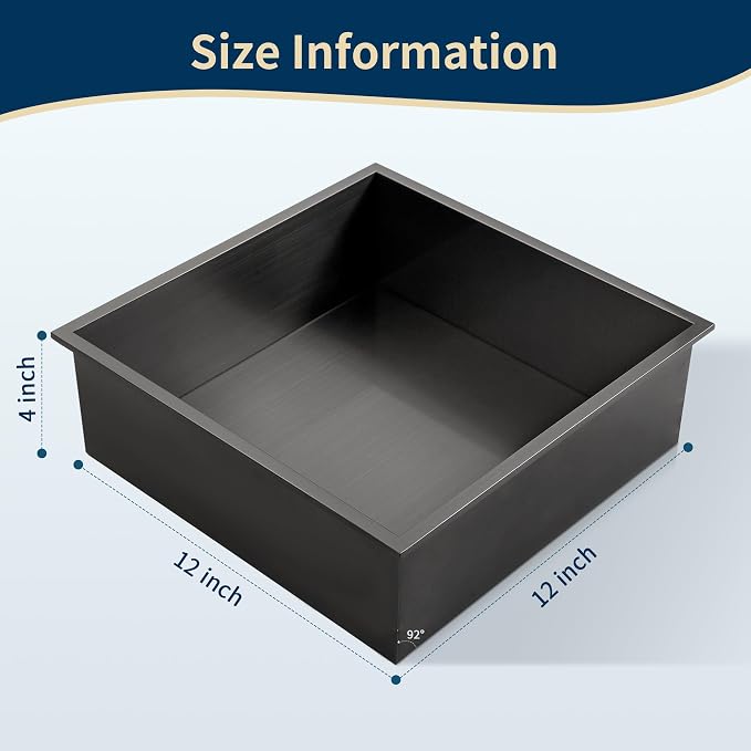 12x12 Shower Niche Insert Tile Ready, Stainless Steel Brushed Black Recessed - Image 3