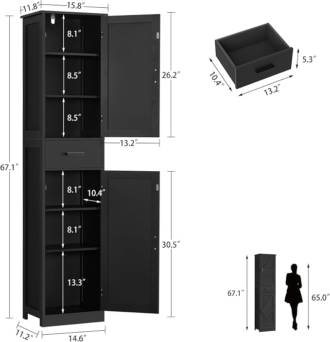 WEENFON Tall Bathroom Cabinet, Storage Cabinet - Image 3