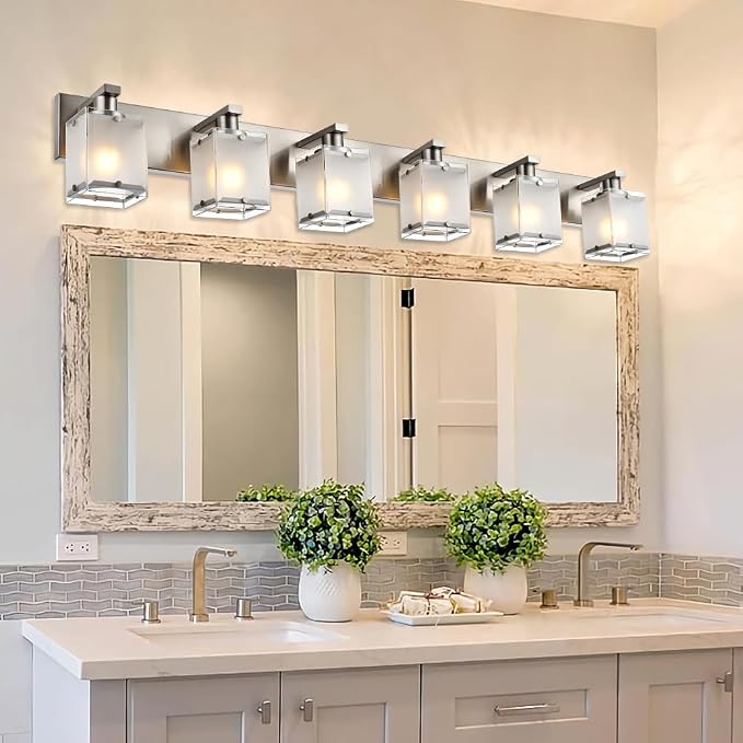 6-Lights Bathroom Vantiy Light Over Mirror, Modern Black Vanity Lighting - Image 2