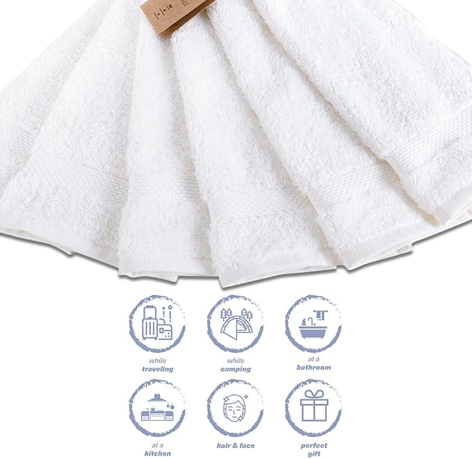 Hencely Premium 6-Pack Washcloths 12x12 Inches Soft Turkish Cotton High - Image 7