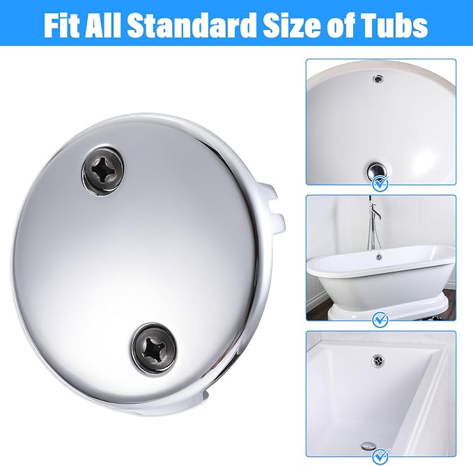 Tub Drain Overflow Covers, 3-1/8" Two Hole Bathtub Drain Overflow Cover - Image 5