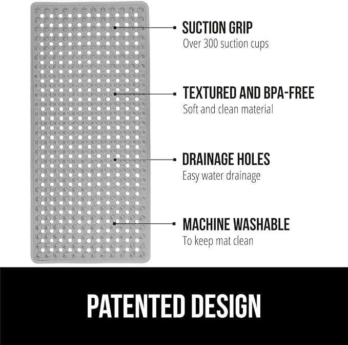 GORILLA GRIP Patented Bath Tub Shower Mat, Machine Washable Bathtub Floor Liner - Image 2