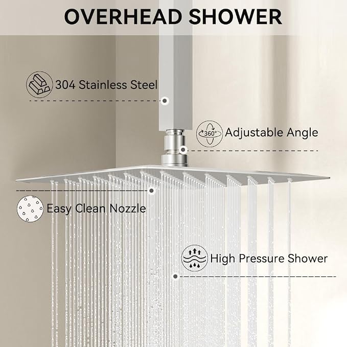 Shower Faucets Sets Brushed Nickel Shower System, Can Use All at Once, - Image 8
