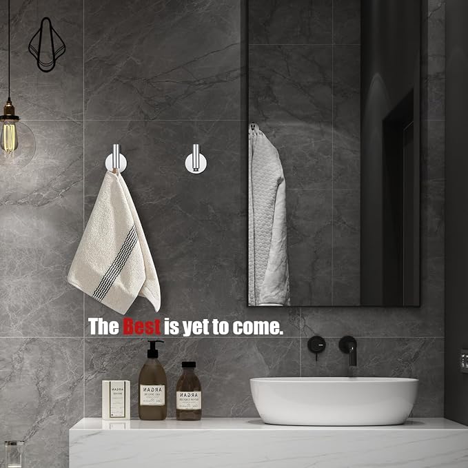 JQK Self Adhesive Towel Hook Chrome, No Drill Stick on Coat Robe Clothes Wall - Image 4