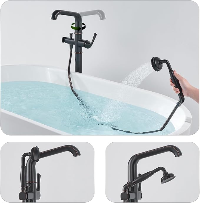 Luxury Free Standing Tub Faucet, Classic Brass Freestanding Bathtub Faucet - Image 3