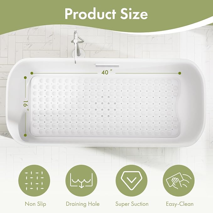 AmazerBath Shower Mat Non Slip 40 x 16 Inches, Shower Stall Mats - Image 4