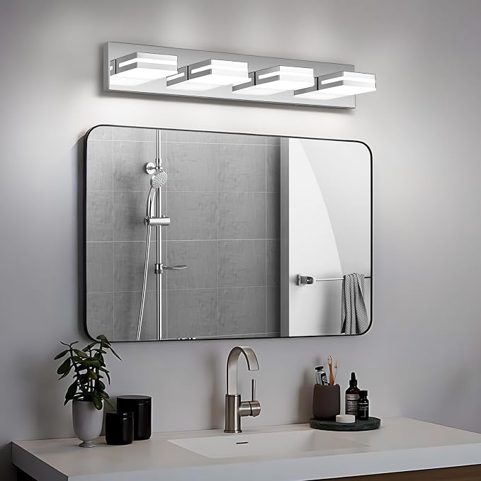 Modern LED Bathroom Lights Fixtures, Stainless Steel Chrome Acrylic Wall - Image 6
