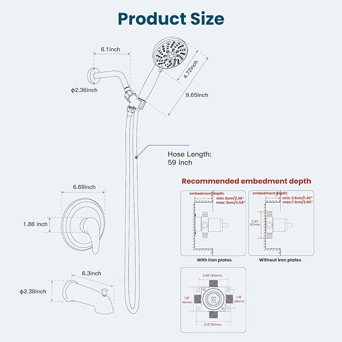 gotonovo Bathroom Shower Head Kit High Pressure Combo System Shower Faucet 6 - Image 8