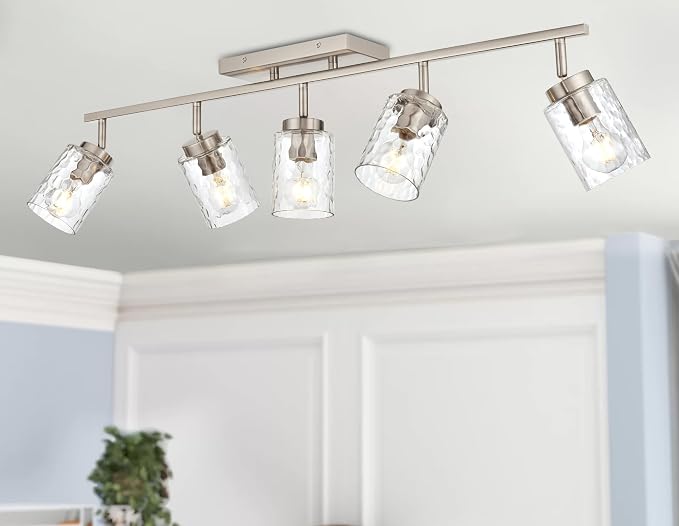 5-Light Industrial Bathroom Vanity Lights, Brushed Nickel Track Lighting Wall - Image 3