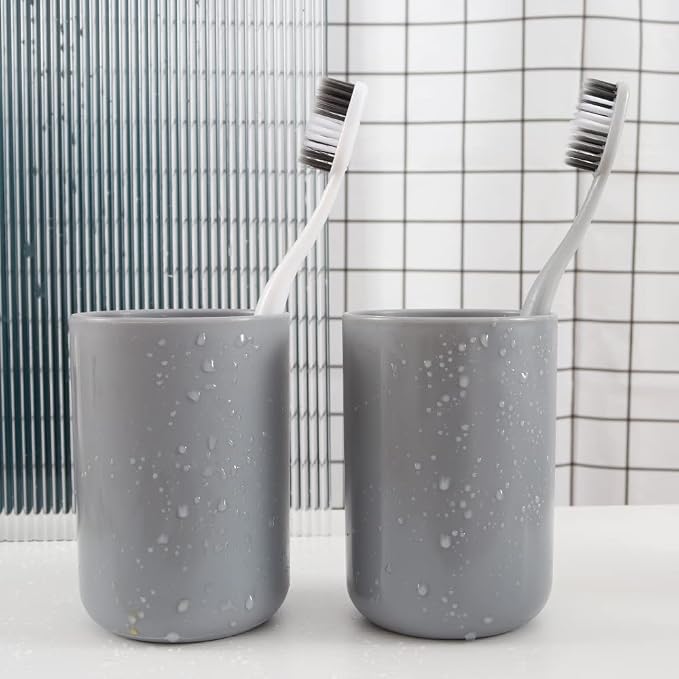Bathroom Tumblers 2Pcs, Mouthwash Cup, Toothbrush Holders, Drink Mug, Pen Holder - Image 3