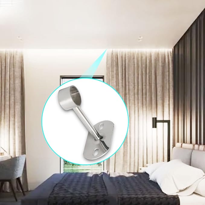 4Pcs ID25mm, Clothes Rail mounting Bracket, Shower Curtain Closet tie Rod - Image 4