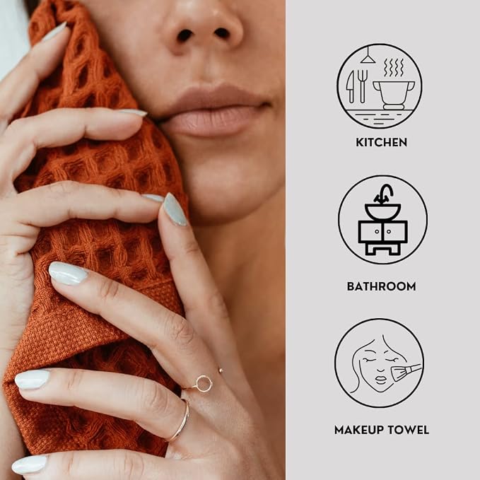 sea me at home Waffle Washcloths Set, 100% Turkish Cotton - Image 5