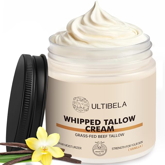 Beef Tallow for Skin, 100% Grass-Fed Whipped Tallow and Honey Balm for Body ＆ by ULTIBELA
