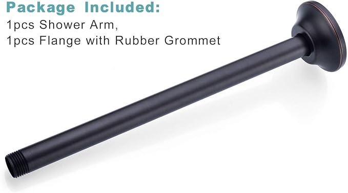 BESTILL 12 Inch Ceiling Mount Rain Shower Head Arm and Flange, Oil Rubbed Bronze - Image 7