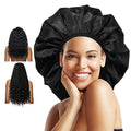 Auban Extra Large Shower Cap, Double-Layer Waterproof Reusable, XL Satin Lining by Auban