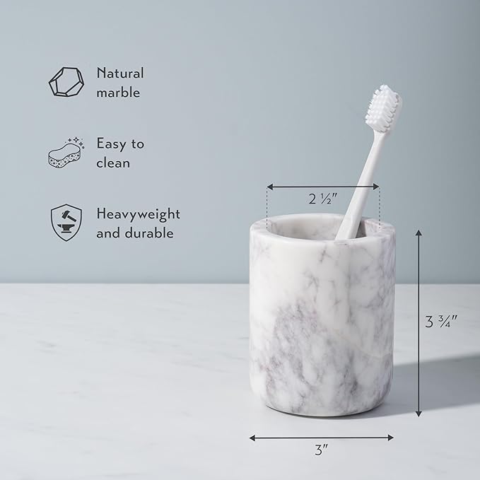Cork & Mill Marble Toothbrush Holder Cup - Image 3