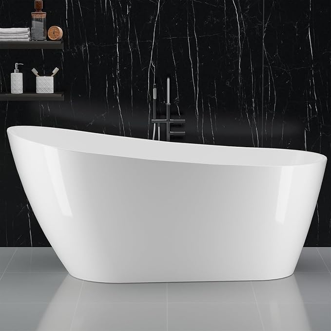 ‎59 Inch Acrylic Freestanding Bathtub, Bathtub - Image 5