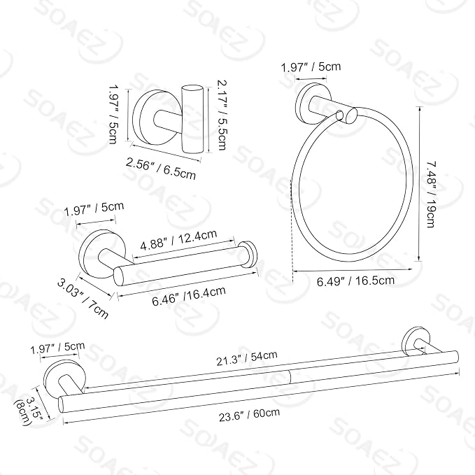 Black and Gold Towel Bar Set 10 Pieces Bathroom Hardware Accessories Set - Image 6