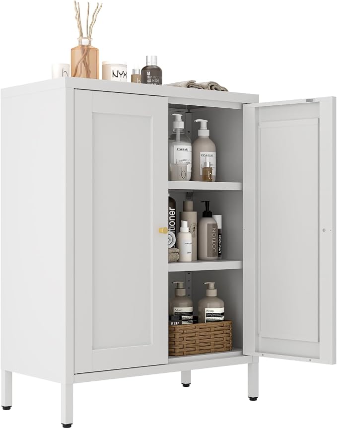 Metal Bathroom Cabinet, Small Floor Storage Cabinet, Freestanding Sideboard by Unknown