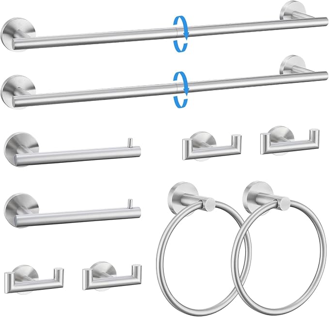 10-Piece Towel Bar Set Brushed Nickel Bathroom Hardware Set Upgraded Towel by TNOMS