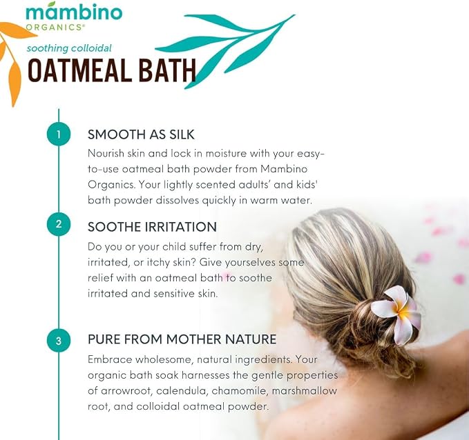 Mambino Organics Calming Skin Set, Oatmeal Bath Soak Powder & Soothing Body Oil - Image 3