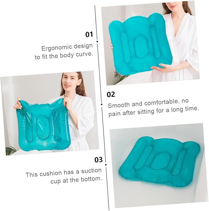 1pc Inflatable Bathtub Seat Cushion Suction Cup Water Injection Inflation - Image 5