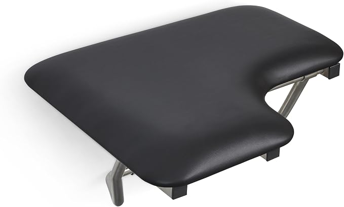 32" x 22.5" Black Padded Cushion Wall Mount Folding Left-Handed Transfer Bench - Image 4