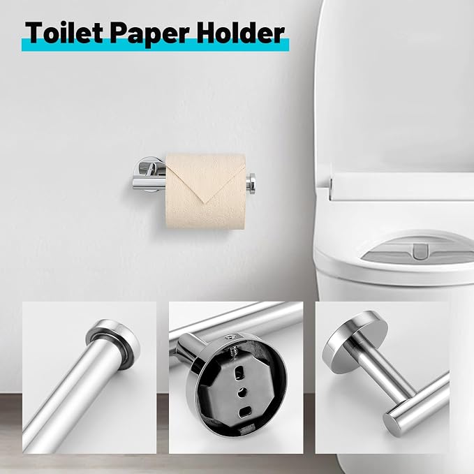 Chrome Bathroom Hardware Set, 10 Pieces Towel Bar Towel Holder Set Includes - Image 5