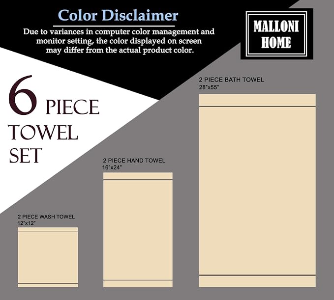 Ultra Soft 6 Pack Cotton Towel Set, Contains 2 Bath Towels 28x55 inch, 2 Hand - Image 7